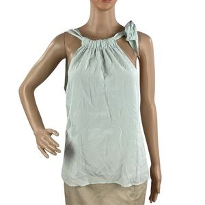 Equipment Reine Silk Tie Shoulder Top Wan Blue Size Small